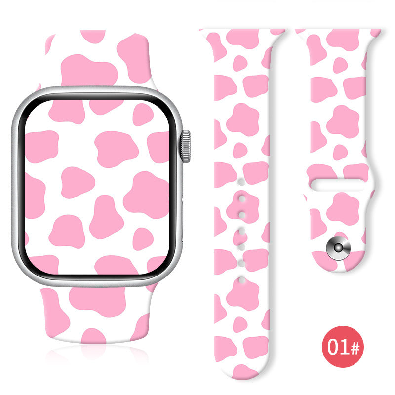 Wholesale Cow Color Block Silicone Printing Watch Strap